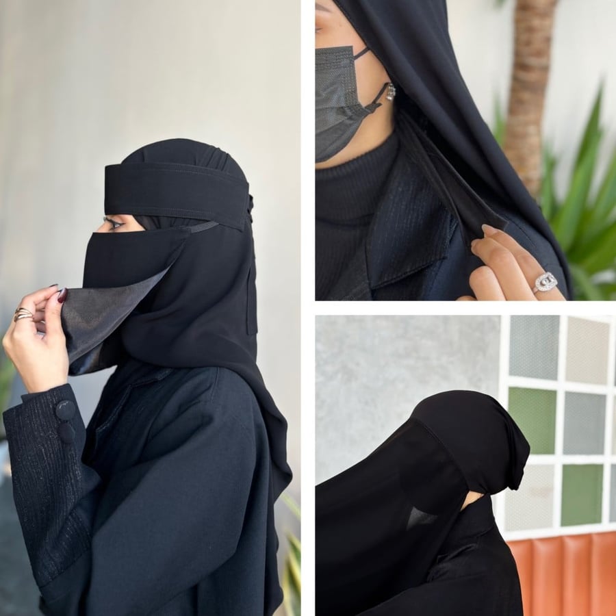 بكج نقاب حرير+طرحه ربط +طرحه بندانه