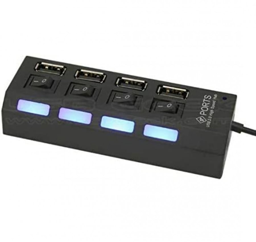 مقسم يو اس بي 4 منافذ اسود USB Hub 4 Ports 2.0