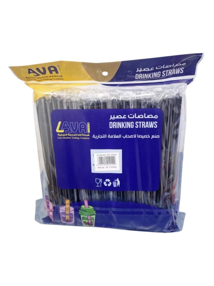 Lava Mdern | Straight Wrapped Straw | Black | Size 8*210mm | 130 pcs | Carton | 20 Packs