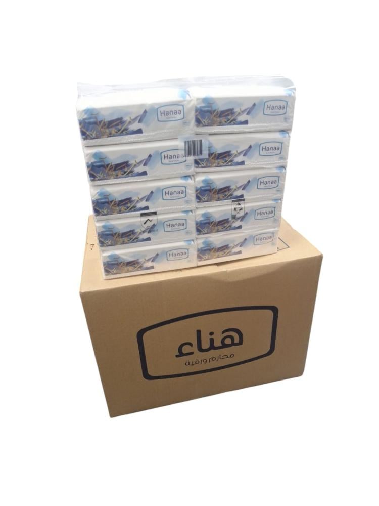 هناء | حزمة مناديل 200 | 50 علبة | 10,000 منديل وجه | طبقتان | HN200-50
