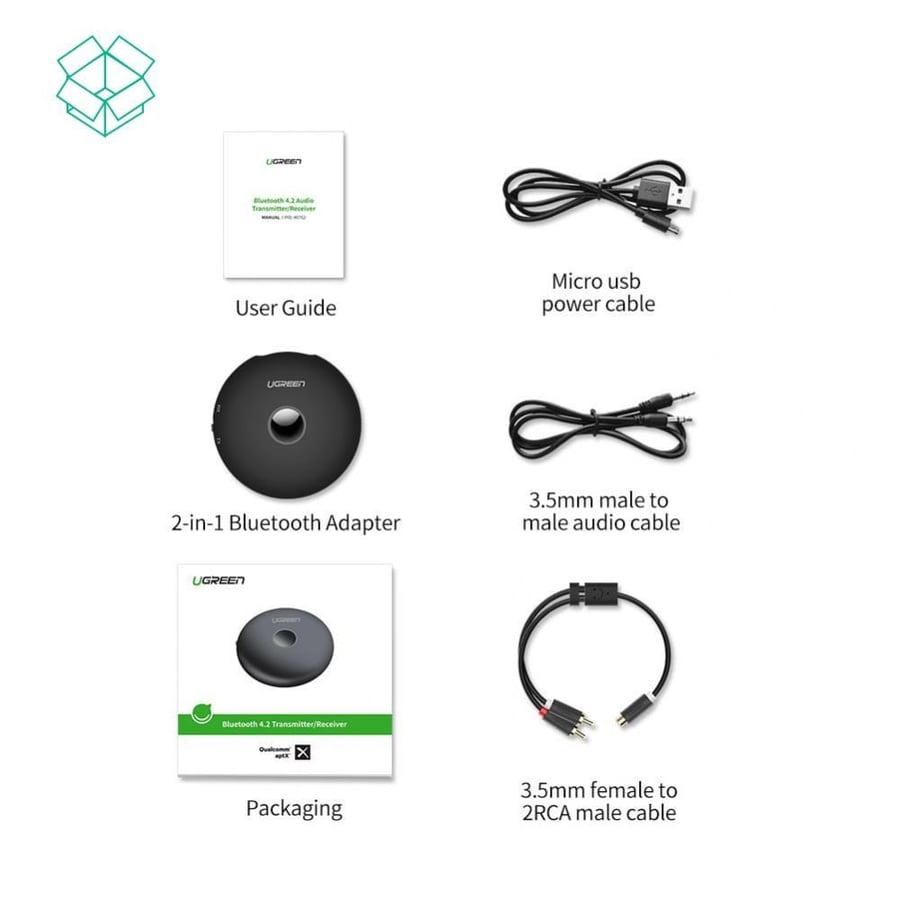 يوجرين | قطعة مرسل/مستقبل بلوتوث عالية الجودة UGREEN | Bluetooth 5.0 Transmitter/Receiver 40762