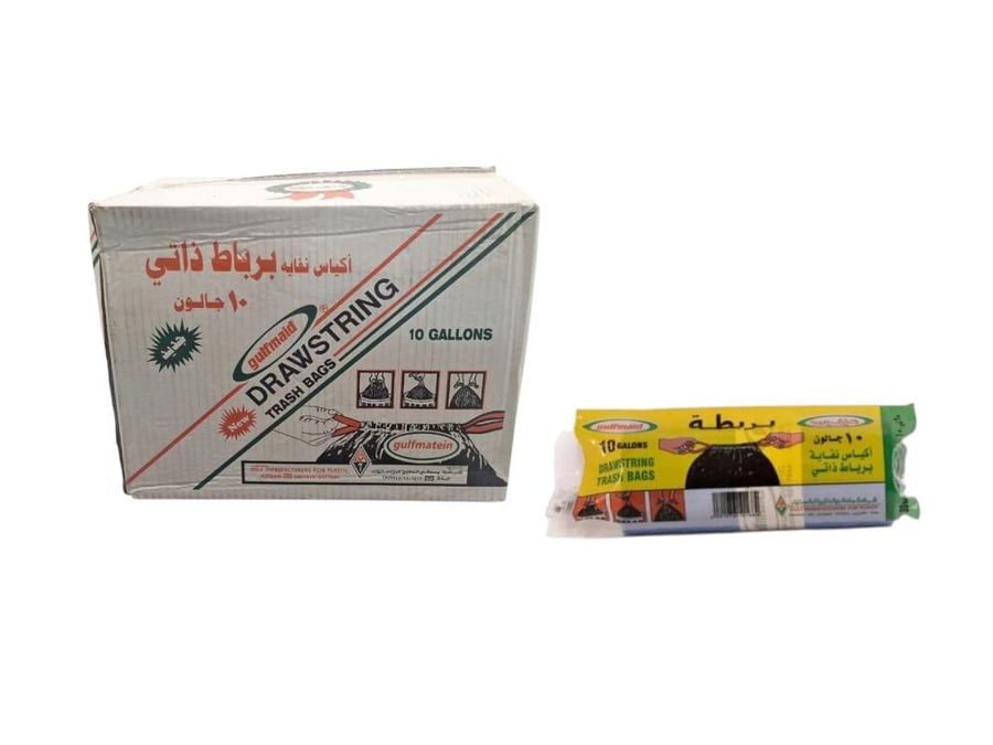 جلف ميد | كرتون رول أكياس نفايات بربطة ذاتي أزرق 10 جالون 600 كيس