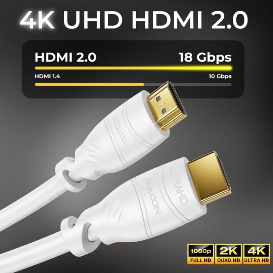 ديليكون | كيبل HDMI 2.0a/b بطول 10 متر ، سرعة عالية مع ايثرنت دولبي - ابيض