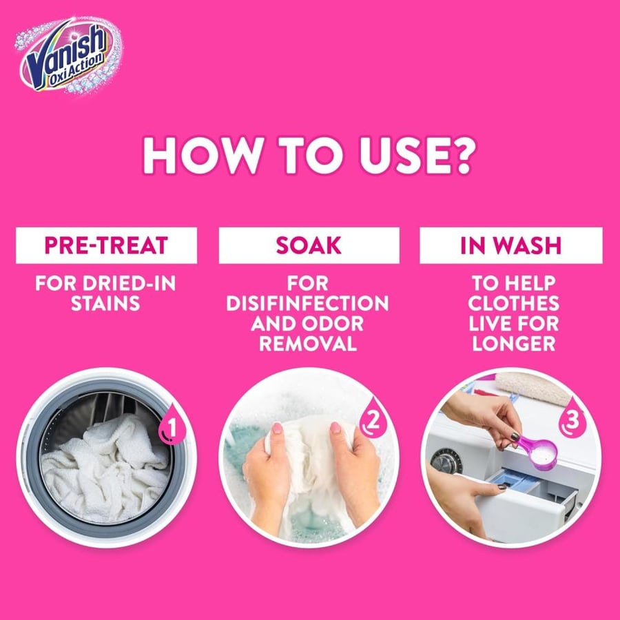 Vanish | Fabric Stain Remover |  Oxi Action | Crystal White | 450g