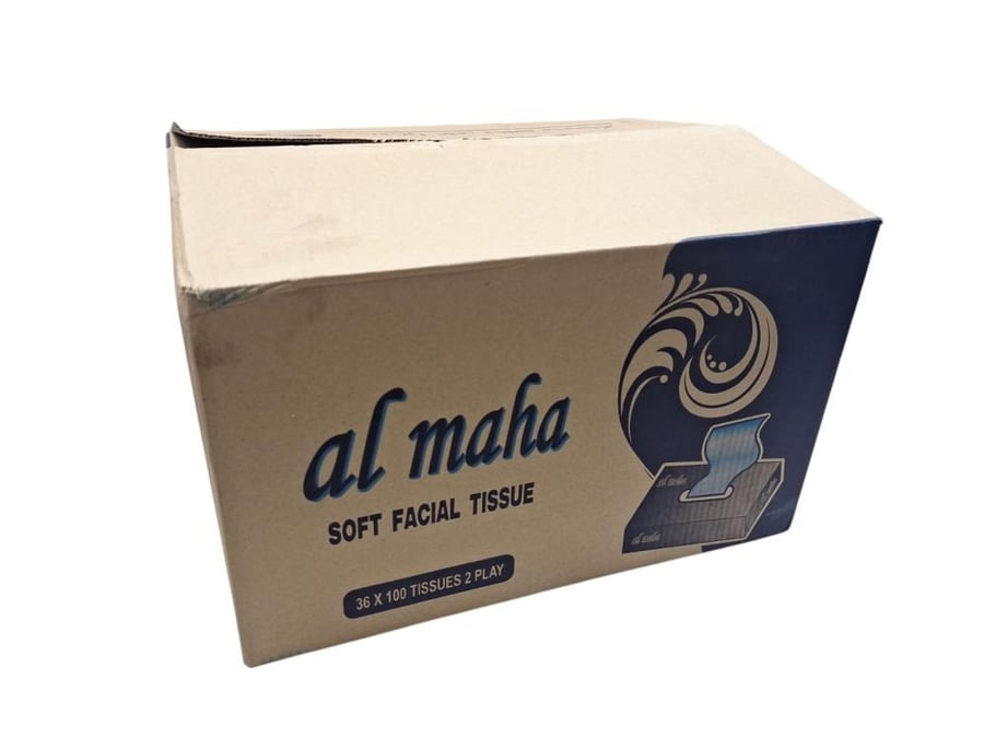 Al Maha | Facial Tissue | 100 Tissues | Package | (6) Boxes | Carton | 6 Packs