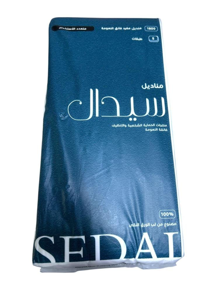 سيدال | حزمة مناديل سيدال علاقي 1800 | 5 علبة 1800 منديل وجه 5 طبقات SDL1800