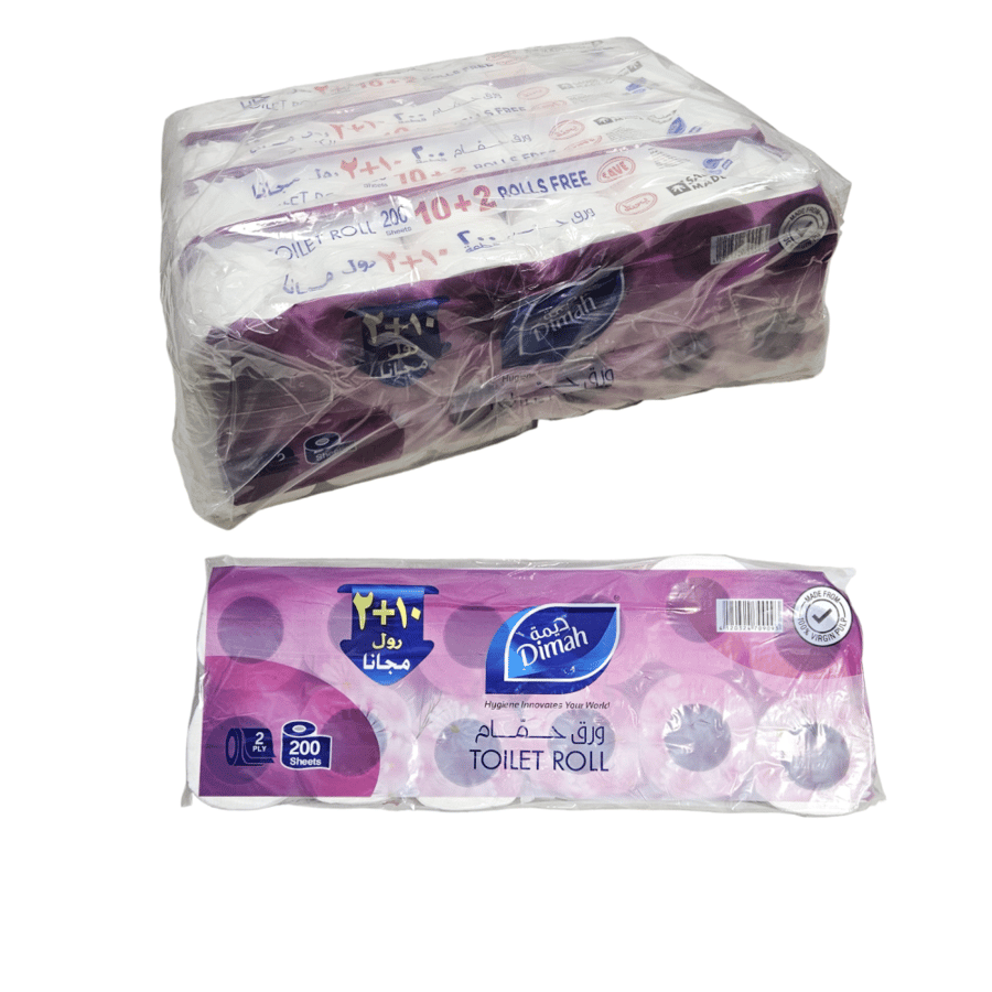 Dimah | Bundle of 4x12x200 Sheets | Toilet Paper 2Ply