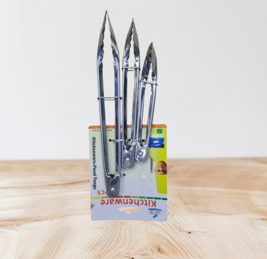 ملقط الشواء ستيلنلس ستيل | مقاوم للحرارة طقم 3 حبة Stainless Steel Barbecue Tongs | Serving Tongs with Heat | 3 pcs | BS24-80