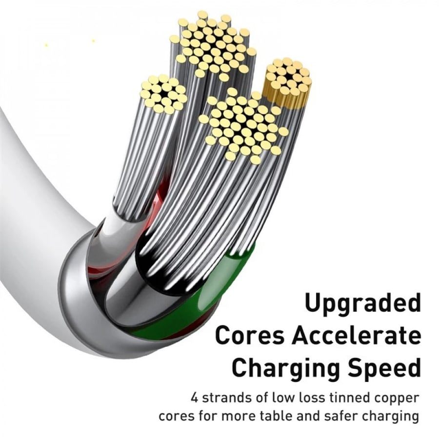 بيسوس | سلك شاحن ايفون 2 متر ابيض Baseus | Superior iPhone Lightning to USB Cable 2.4A CALYS-02 2M