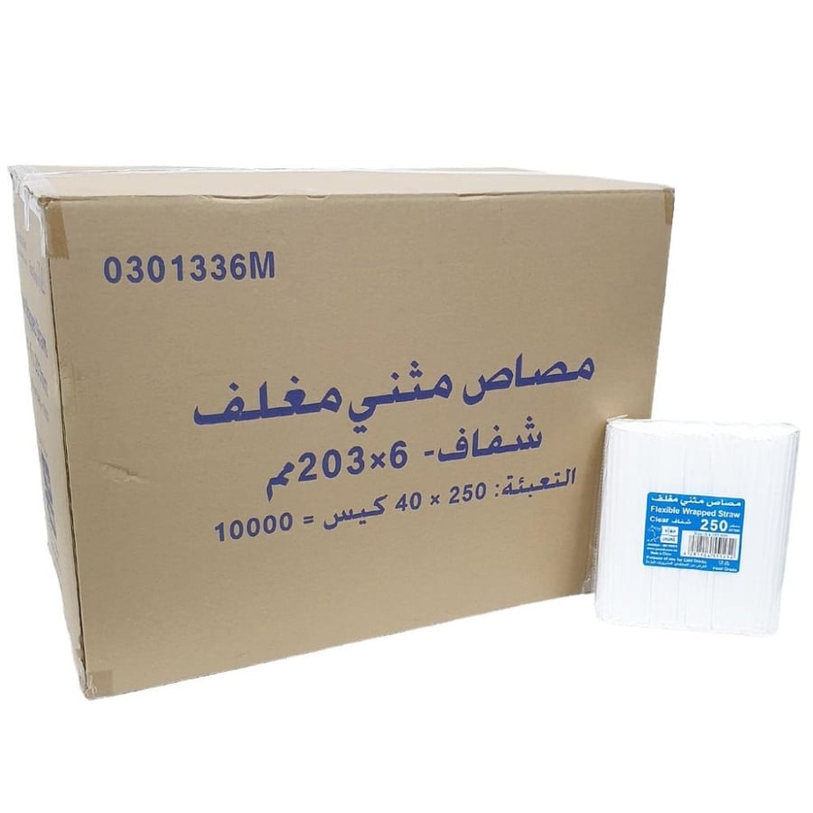 جواد | مزاز مثني مغلف | شفاف | 6×203 مم | 250 حبة | كرتون | 40 شدة
