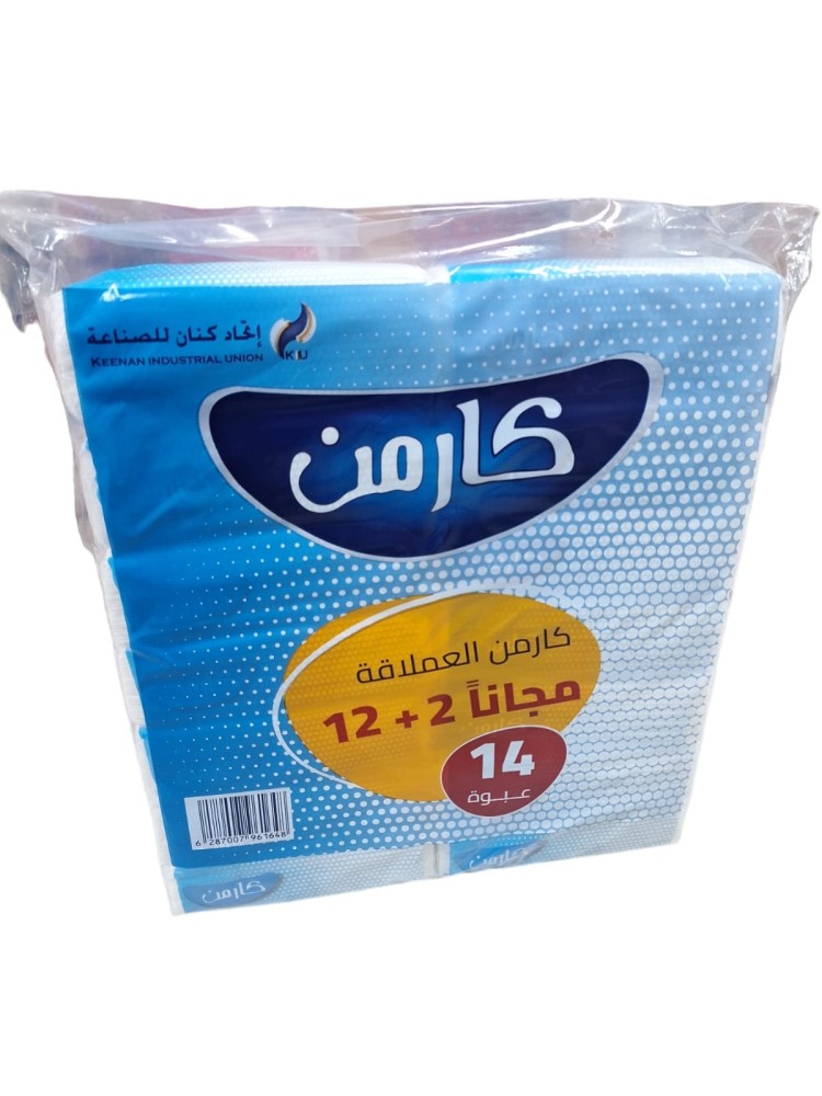 كارمن | شدة مناديل 150 | 14 علب | 2,100 منديل وجه | Carmen | Pack of 1x14x150 Facial Tissues