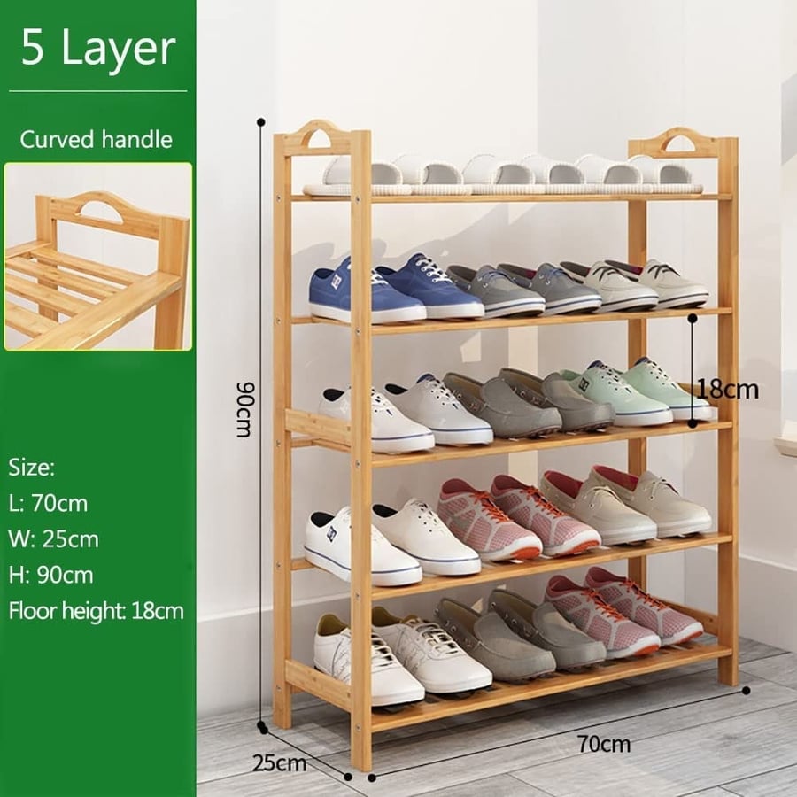 كيو مايمي | حامل احذية من الخيزران 5 رفوف 70×25×90 سم QMYME | Bamboo Shoe Rack 5-Tier Shelves