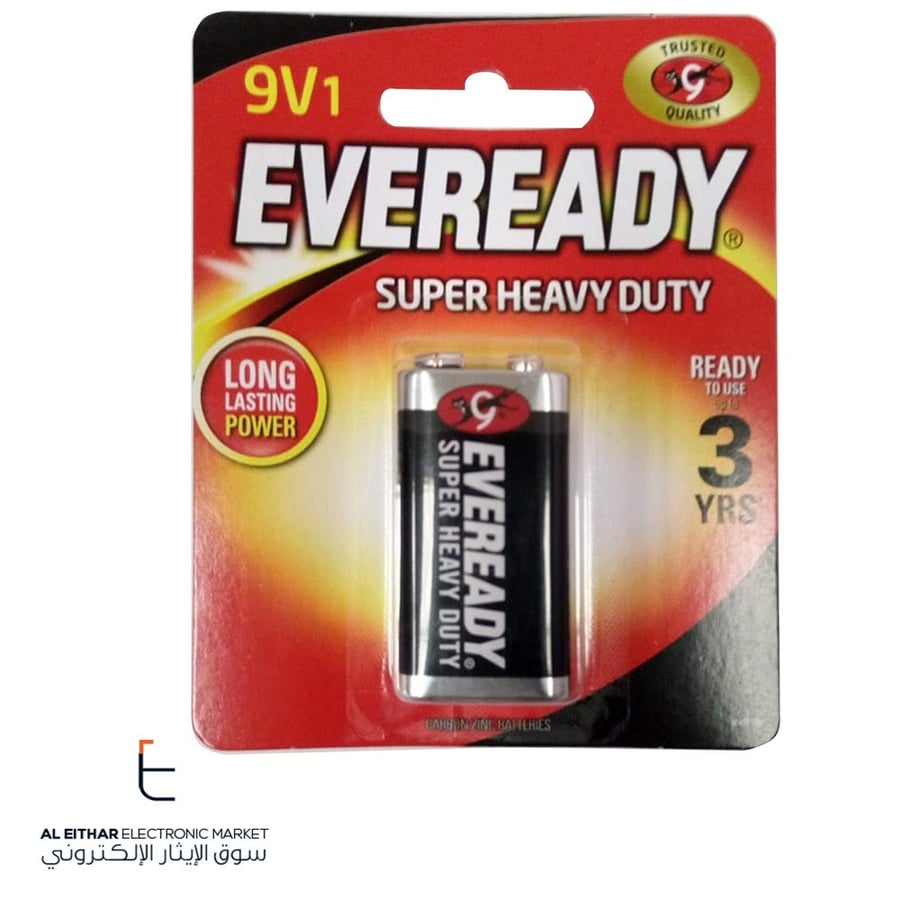 ايفريدي | بطاريات مستطيلة زنك كربون Eveready | Carbon Zinc Super Heavy Duty 9V Battery 6F22
