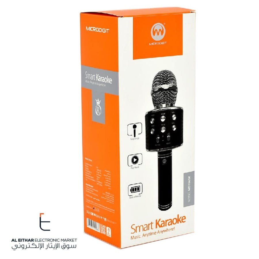 مايكروديجيت | ميكروفون كاريوكي لاسلكي بلوتوث شحن Microdigit | Rechargeable Karaoke Wireless Microphone and Hifi Speaker MD106SK