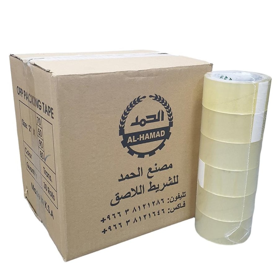 الحمد | تيب تغليف | شفاف | 80 ياردة | كرتون | 30 حبة