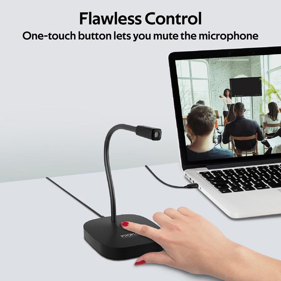بروميت | ميكروفون يو اس بي عالي الوضوح مرن اسود Promate | HD Omni-Directional USB Microphone Flexible Gooseneck LED ProMic-1