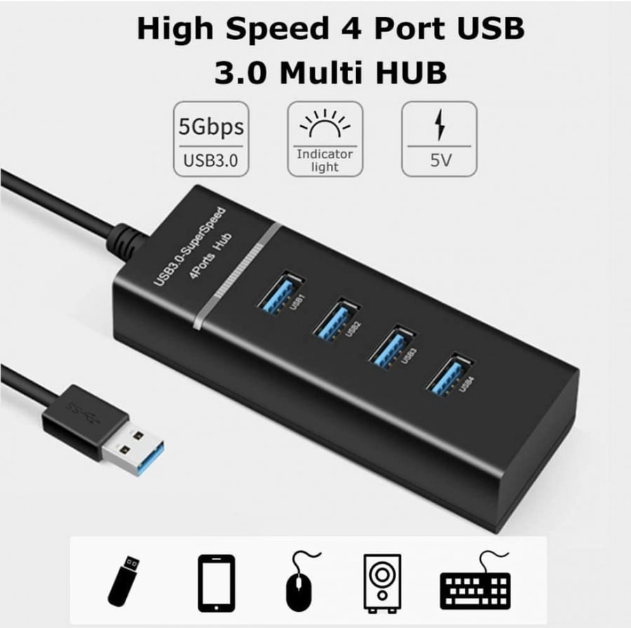 مقسم يو اس بي سريع High Speed 4 Port 3.0 Multi USB Hub Splitter Expansion