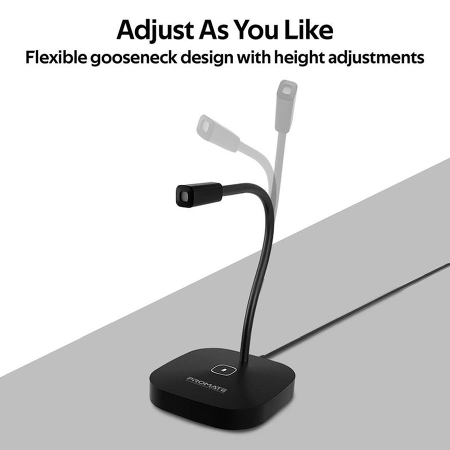 بروميت | ميكروفون يو اس بي عالي الوضوح مرن اسود Promate | HD Omni-Directional USB Microphone Flexible Gooseneck LED ProMic-1
