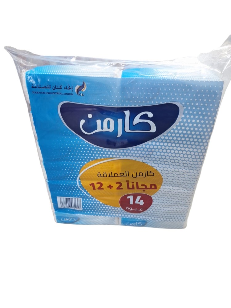 كارمن | شدة مناديل 150 | 14 علب | 2,100 منديل وجه | Carmen | Pack of 1x14x150 Facial Tissues