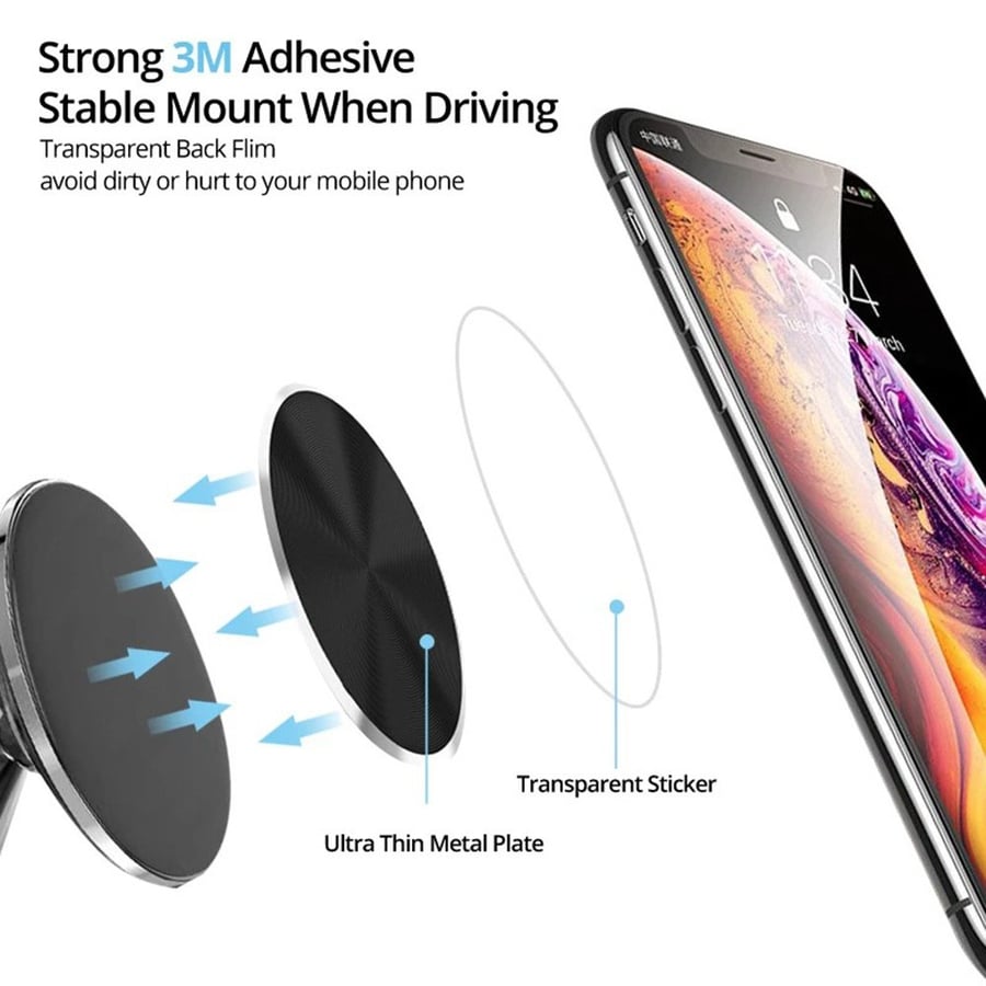 لوحة معدنية حديدة لحامل الجوال المغناطيسي مع شريط لاصق فضي Metal Plate Iron Disk for Magnetic Car Phone Holder Sticky