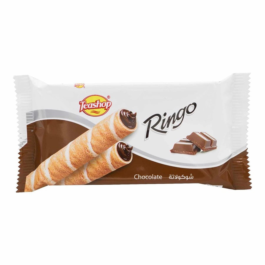 تي شوب | رينجو ويفر بالشوكولاتة 16 جم × 12 قطعة Teashop | Ringo Chocolate Wafer Rolls 12 x 16g