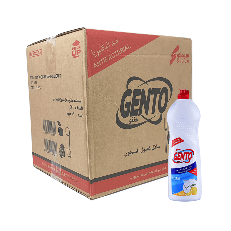 جنتو | كرتون سائل غسيل الصحون | ليمون | 1 لتر | 12 حبة