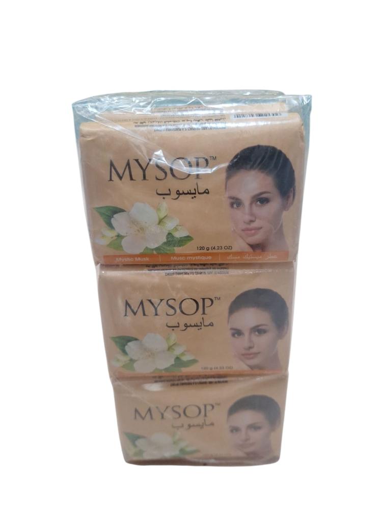 مايسوب | قطعة صابون | عطر ميستيك مسك | ابيض | 120 جرام | 6 حبة