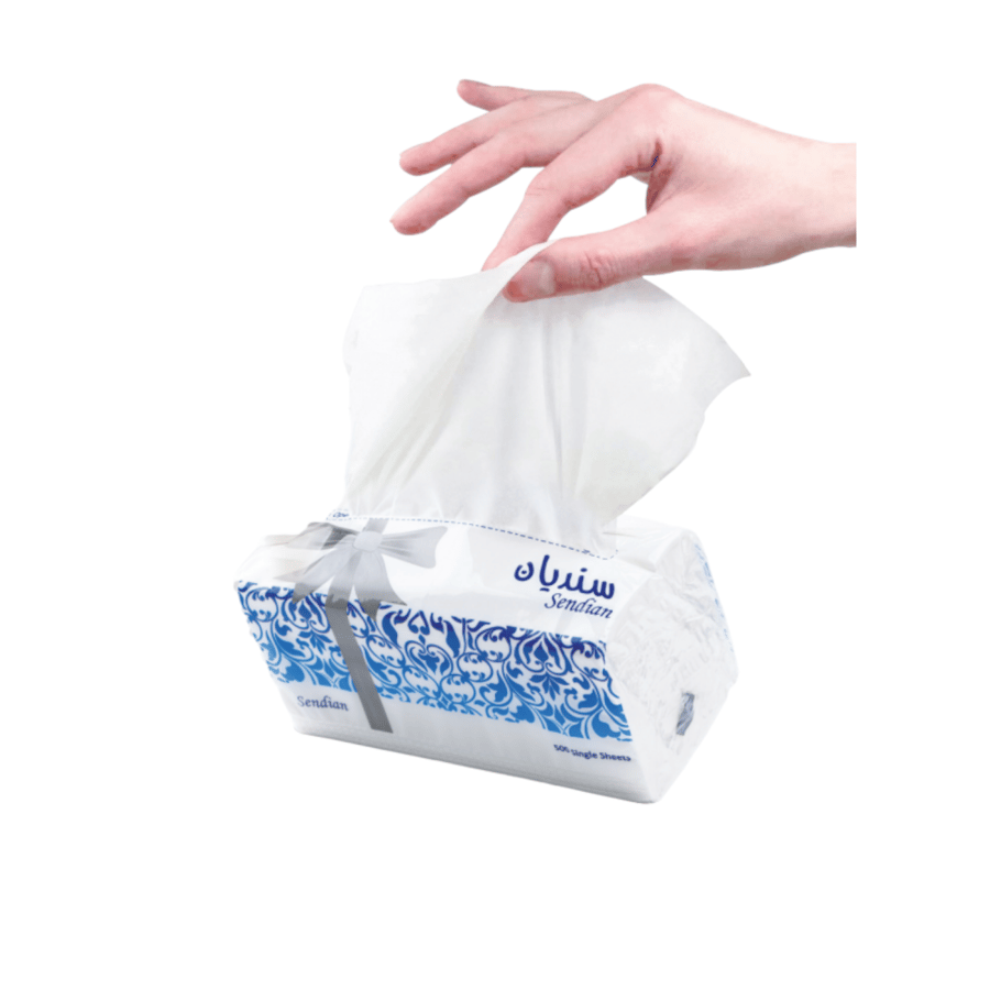 سنديان | حزمة مناديل وجه | مفرد | 4 شدات × 8 علب × 500 منديل Sendian | Bundle of 4x8x500 | Single Facial Tissues