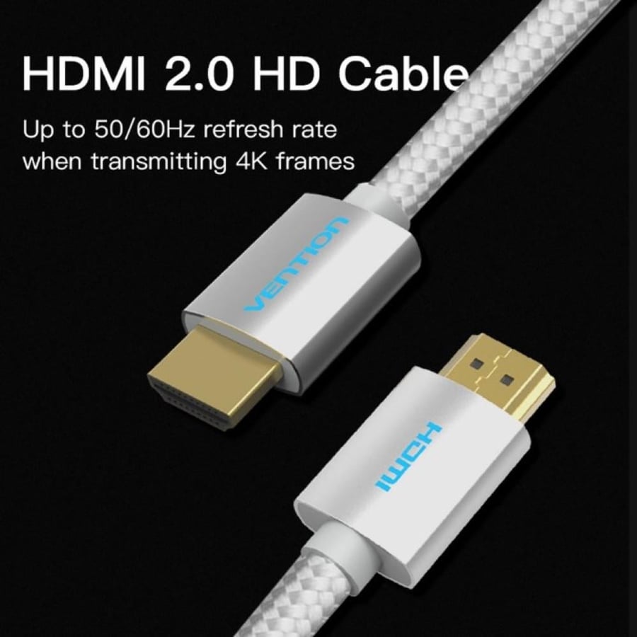 فينشن كيبل HDMI 4K ذكر الى ذكر 2.0 فائق السرعة 18Gbps 4K@60Hz ثلاثي الابعاد 3D ارجاع فيديو UHD 3860p HD 1080p ايثرنت متوافق مع تلفزيون ابل واكس بوكس (كيبل HDMI مضفر بالقطن، 10 متر)