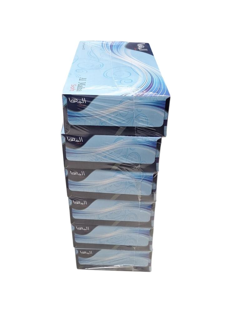 Al Maha | Facial Tissue | 100 Tissues | Package | (6) Boxes | Carton | 6 Packs