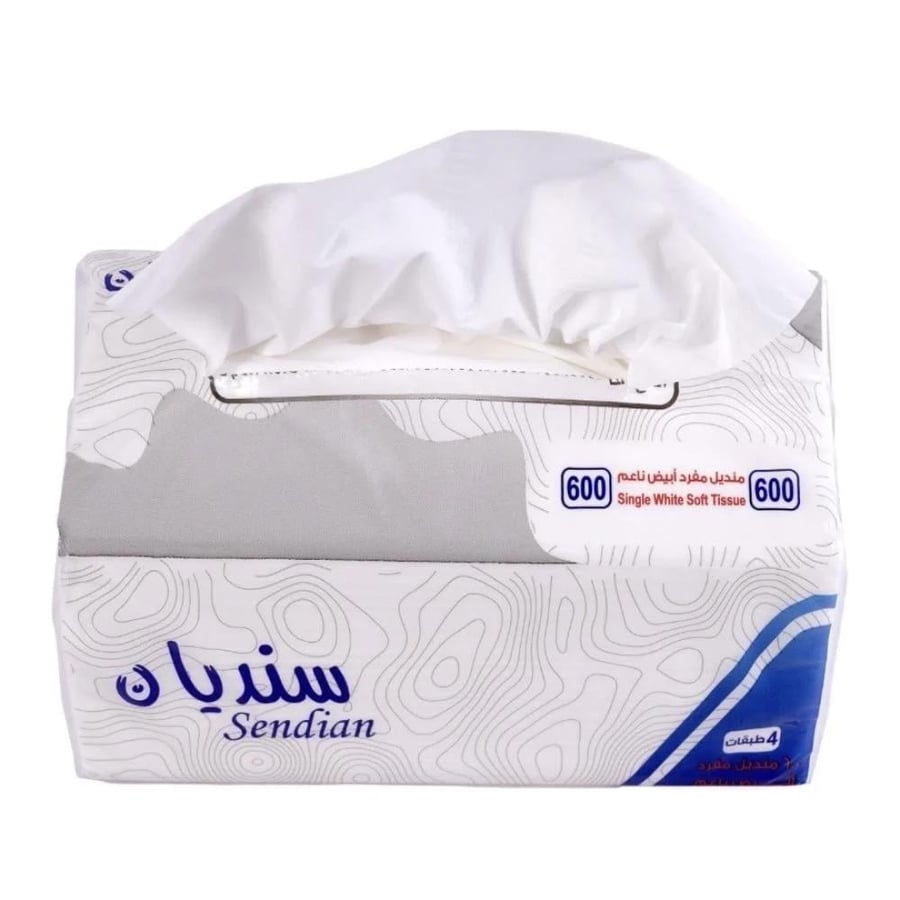 سنديان | حزمة مناديل 600 | 40 علبة 24,000 منديل 4 طبقات SDN600-40