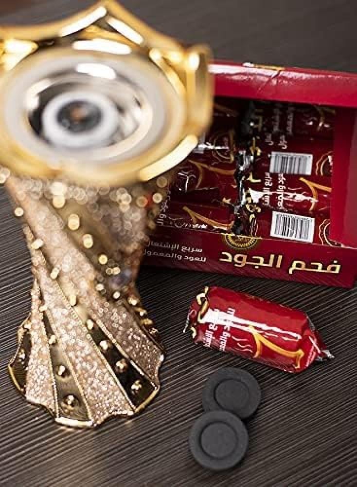 الجود | فحم بخور اسود دائري | وسط | سريع الاشتعال للعود والمعمول | علبة | 40 حبة | كرتون | 48 علبة | JD1920