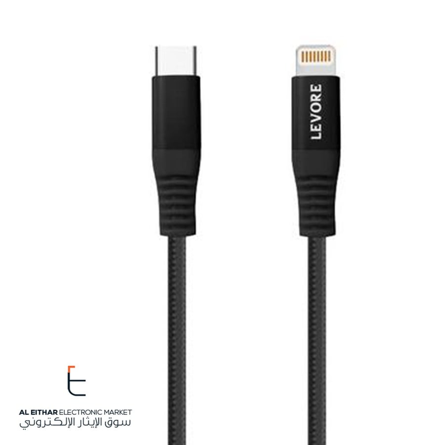 ليفور | سلك شاحن ايفون تايب سي معتمد من ابل 1 متر  LEVORE | MFi USB-C Lightning Cable Data and Charge Cable 1M