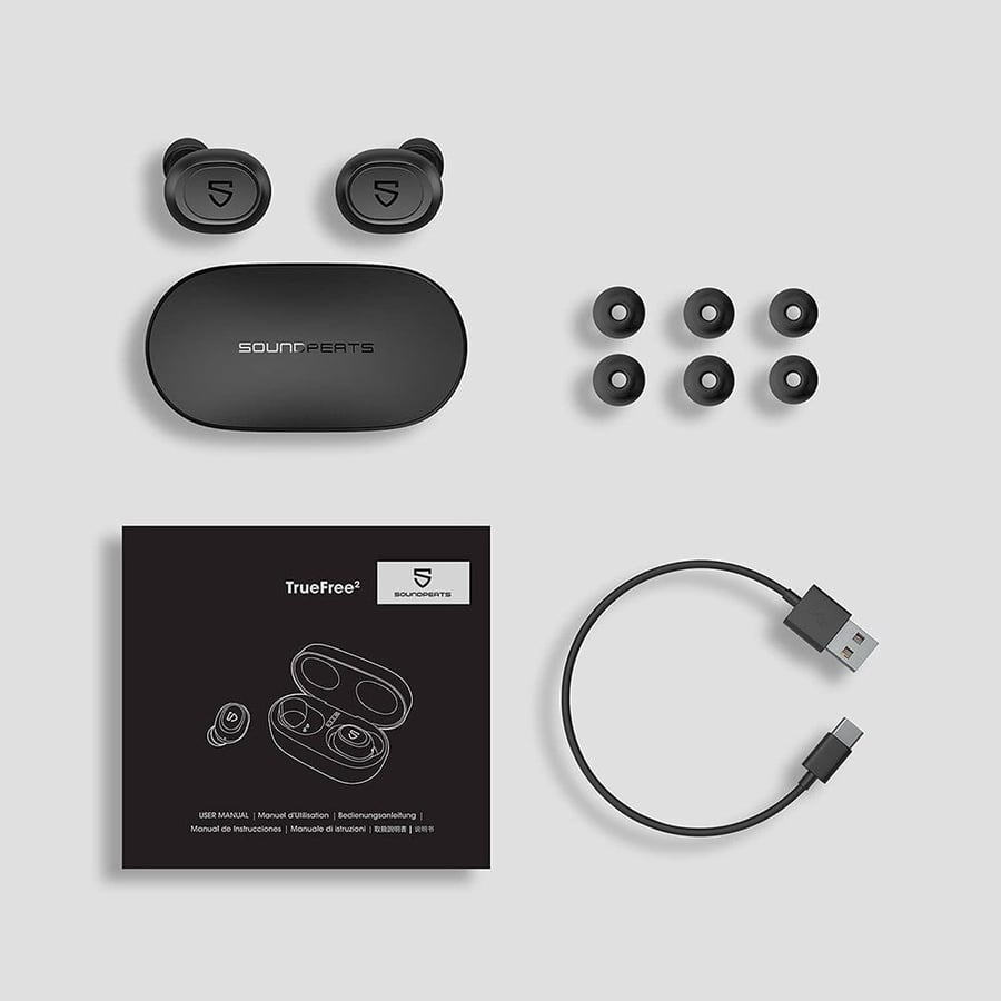 ساوند بيتس | سماعة اذن بلوتوث رياضية اسود / ابيض SoundPEATS | TWS TrueFree2 Wireless Earbuds Bluetooth 5.0