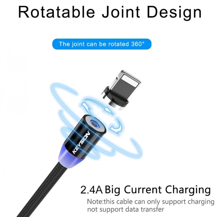 كيسيون | سلك شاحن ايفون مغناطيسي | مترين KEYSION | Magnetic iPhone Lightning to USB Cable | 2 Meter
