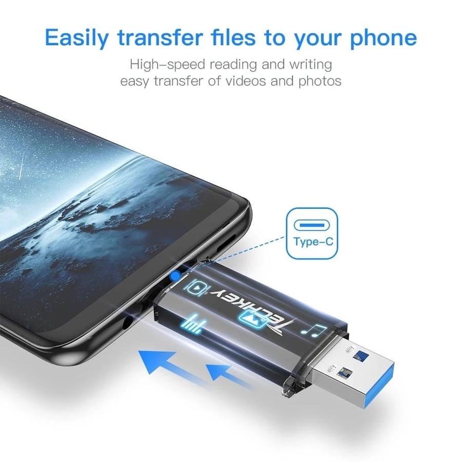 تيكي | فلاش ميموري | جهتين تايب سي وكمبيوتر | سعة كبيرة | 128 جيجا بايت TECHKEY | OTG USB 3.0 USB-C PC | Flash Memory | 128GB