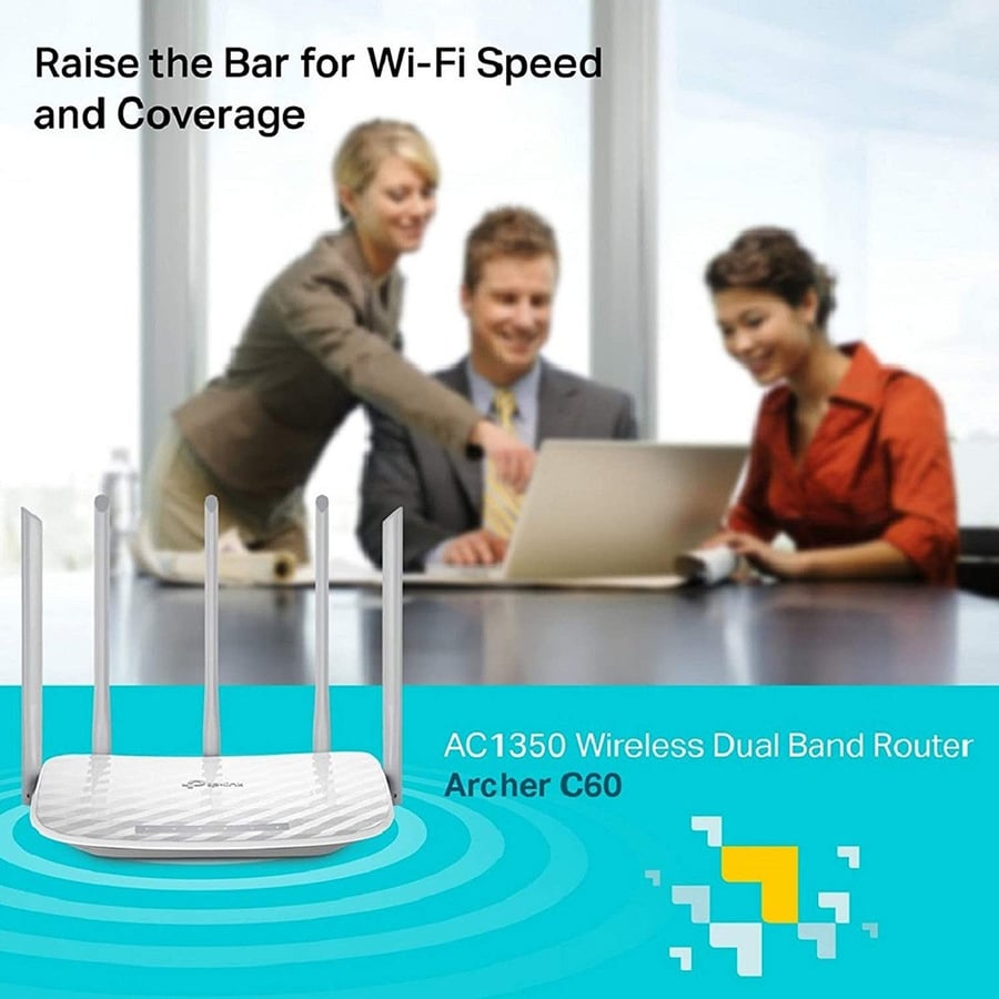 تي بي لينك | راوتر موجه لاسلكي ثنائي الموجة مقوي انترنت tp-link | Archer C60 AC1350 Dual Band Wi-Fi Router
