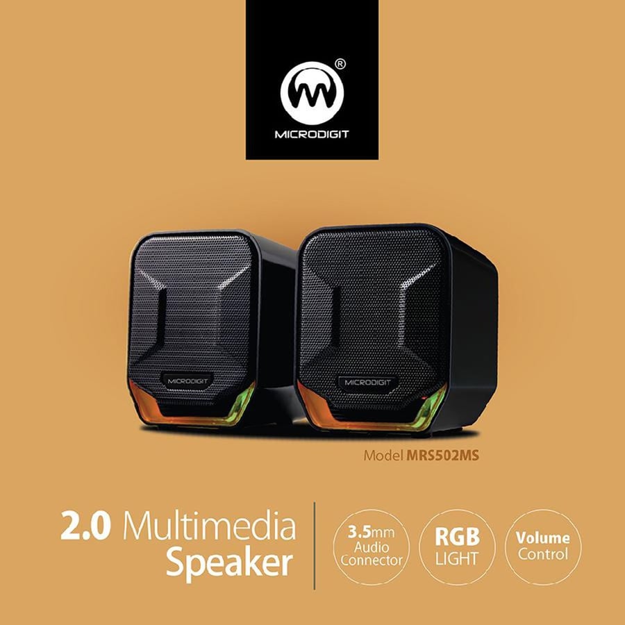 مايكروديجيت | سماعة كمبيوتر سبيكر اضواء ملونة MICRODIGIT | Computer Speaker 2.0 Multimedia RGB MRS502MS