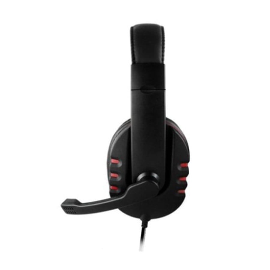 سماعة العاب راس سلكية مع ميكروفون اضواء ملونة اسود احمر KR Wired Gaming Headphone With Mic RGB Light KR-GM101