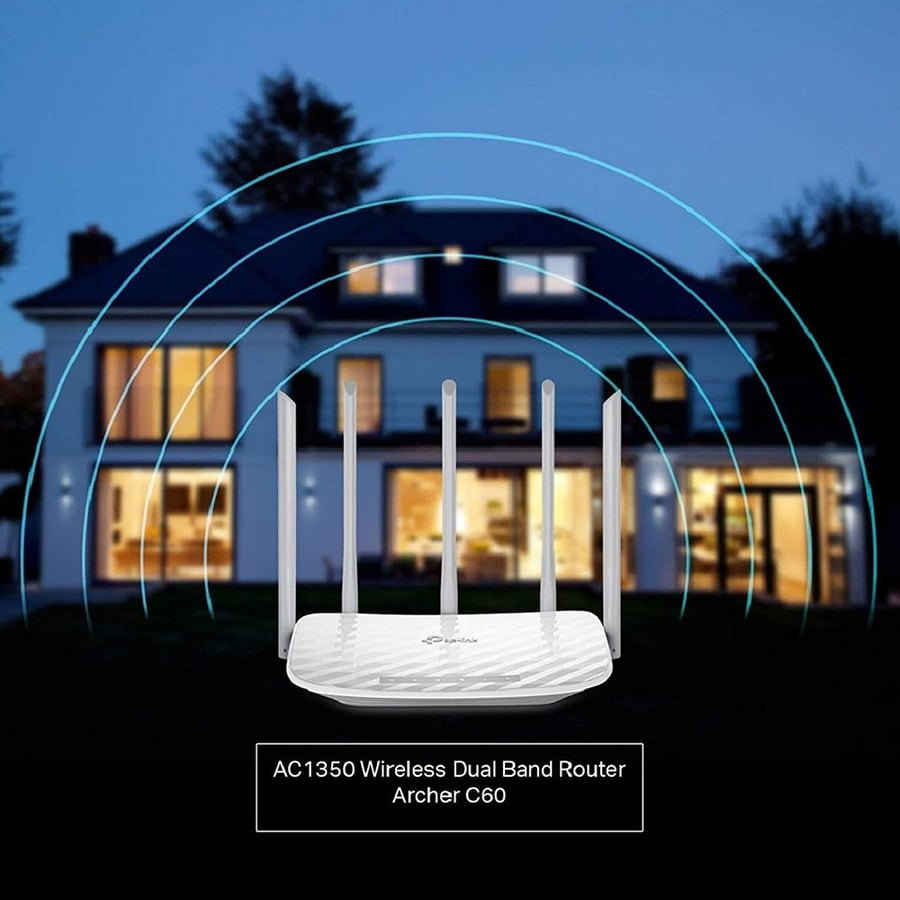 تي بي لينك | راوتر موجه لاسلكي ثنائي الموجة مقوي انترنت tp-link | Archer C60 AC1350 Dual Band Wi-Fi Router