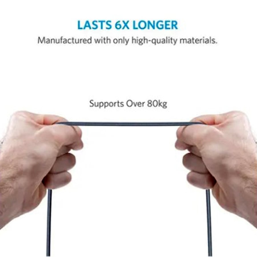 انكر | الاصلي سلك شاحن ايفون نايلون ضد القطع 90 سم Anker | Nylon Lightning to USB Cable 90cm