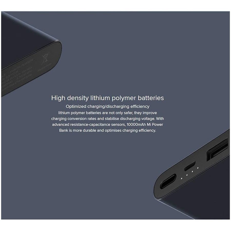 شاومي | باور بانك طاقة شاحن متنقل اسود Xiaomi | Mi 2S 10000mAh Power Bank