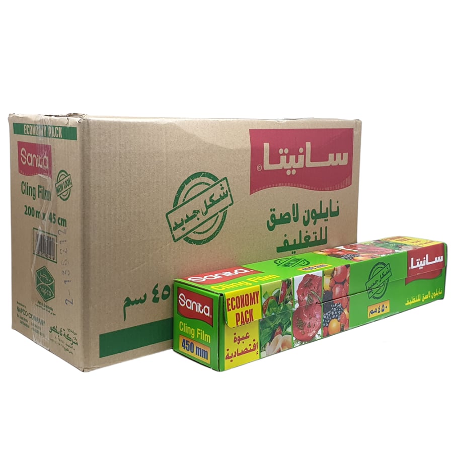 نابكو | سانيتا | رول تغليف نايلون | كبير | 45 سم | 200 متر | كرتون | 6 حبة