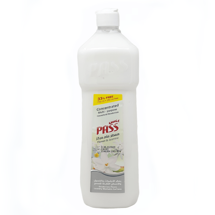 باس | منظف ومطهر ارضيات مركز | ورد و ياسمين | ابيض | 1 لتر | كرتون | 12 حبة Pass | Floor Disinfectant & Antiseptic Concentrated | Flower & Jasmine | White | 1 Liter | Carton | 12 pcs