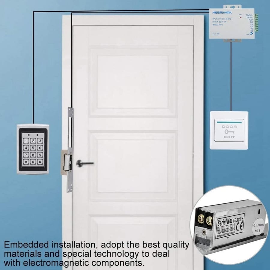 قفل كهربائي للابواب الخشبية والزجاجية Electric Lock Strike Door Access Control For Wooden and Glass Doors