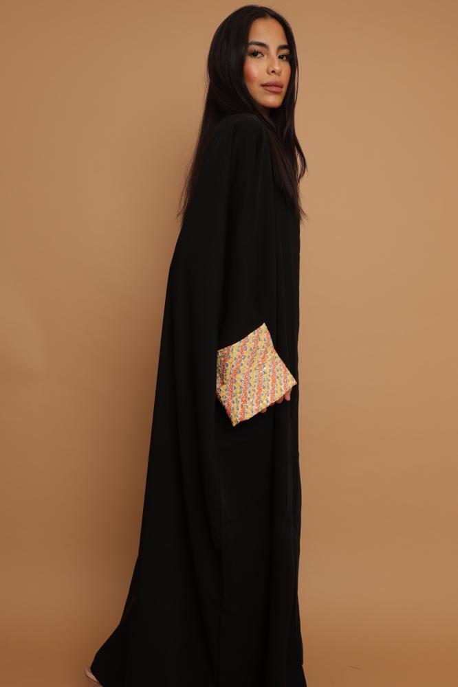 Black Crepe with Yellow Cotton Sleeves