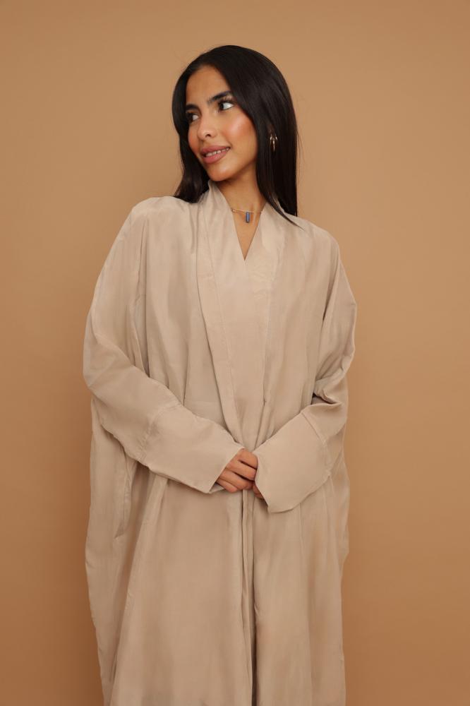 Beige Washed Silk Abaya ~
