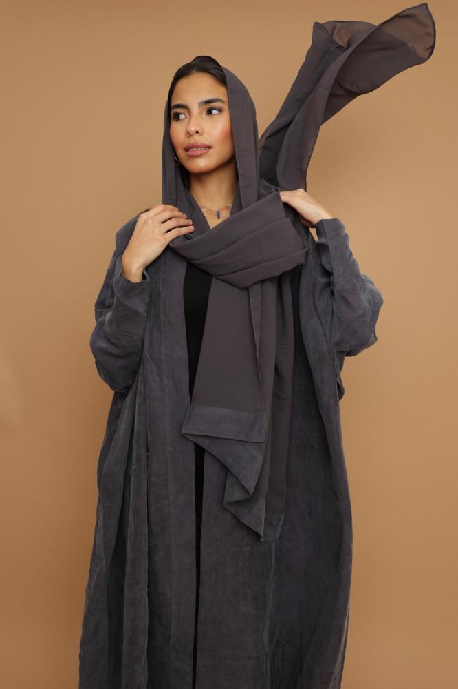 Lilac Purple Washed Silk Abaya ~