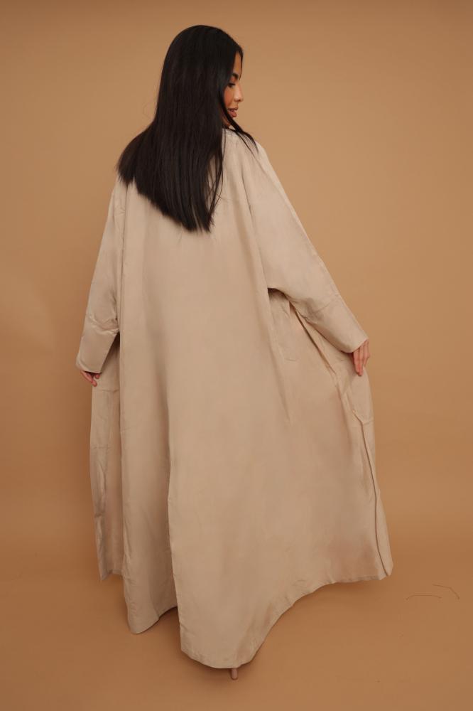 Beige Washed Silk Abaya ~