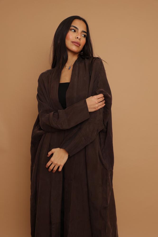 Brown Washed Silk Abaya ~